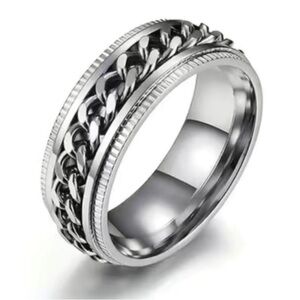 Stainless Steel Chain Spinner Ring | 8mm Fidget Band Comfort Fit